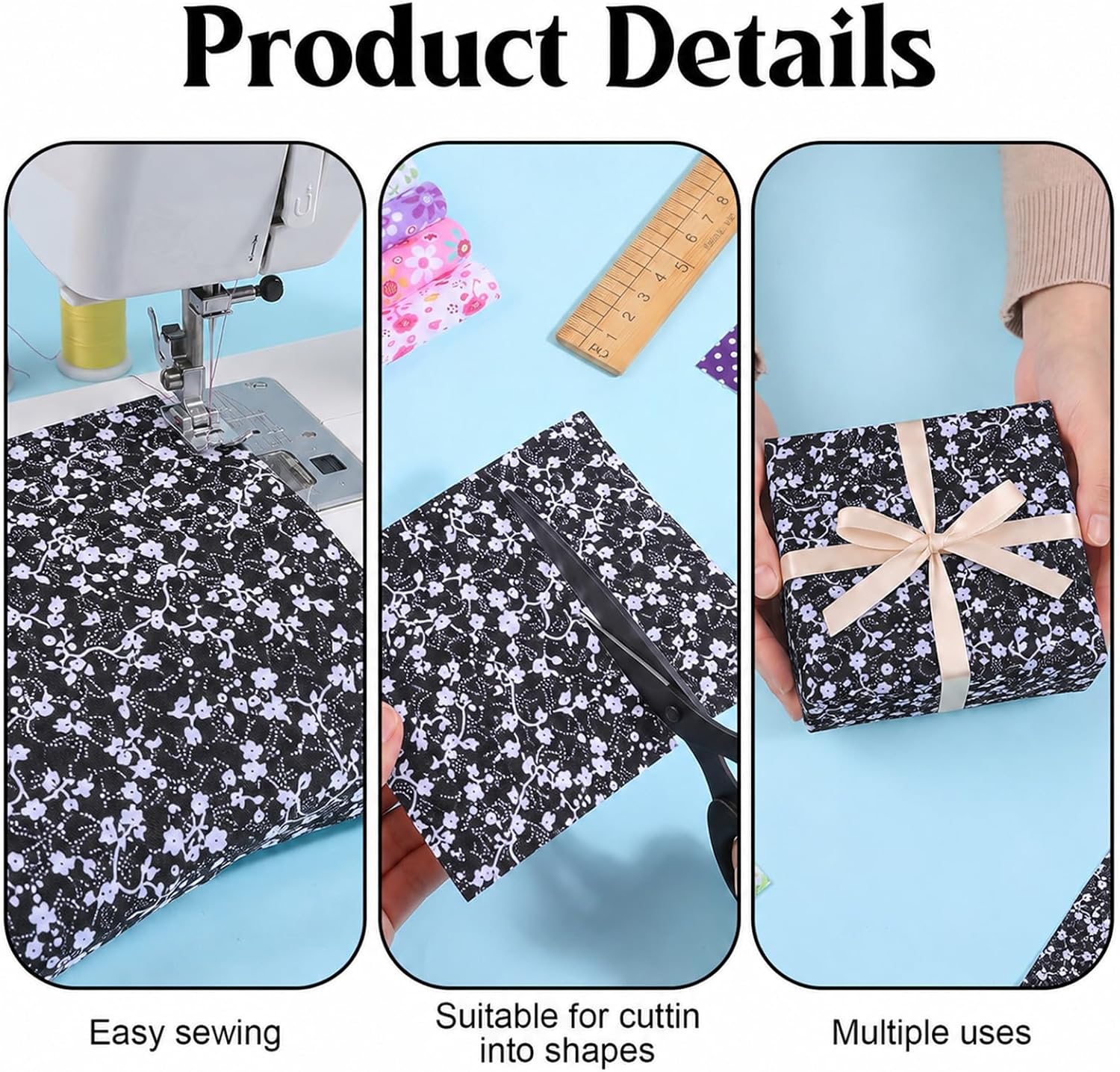 56 Pcs Fabric Squares, Charm Packs for Quilting 5x5 Inch Cotton Quilting Fabric Bundle with Assorted Colors and Patterns, Pre-Cut Quilted Patchwork Squares for DIY Sewing Crafts