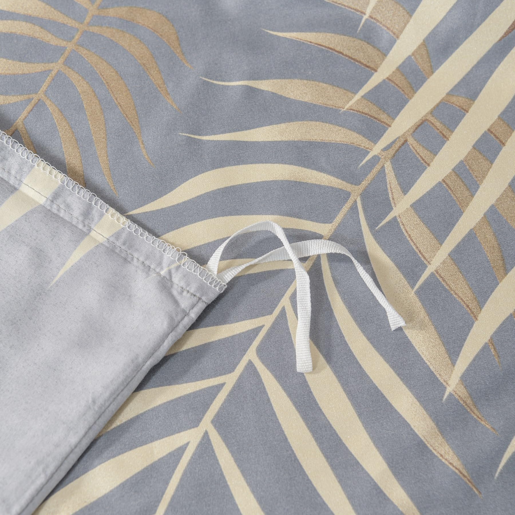 Funda nórdica de 240 x 260 cm, hojas de palmera tropicales con motivo dorado gris, juego de ropa de cama de microfibra suave para 2 personas adultas con cremallera y fundas de almohada de 65 x