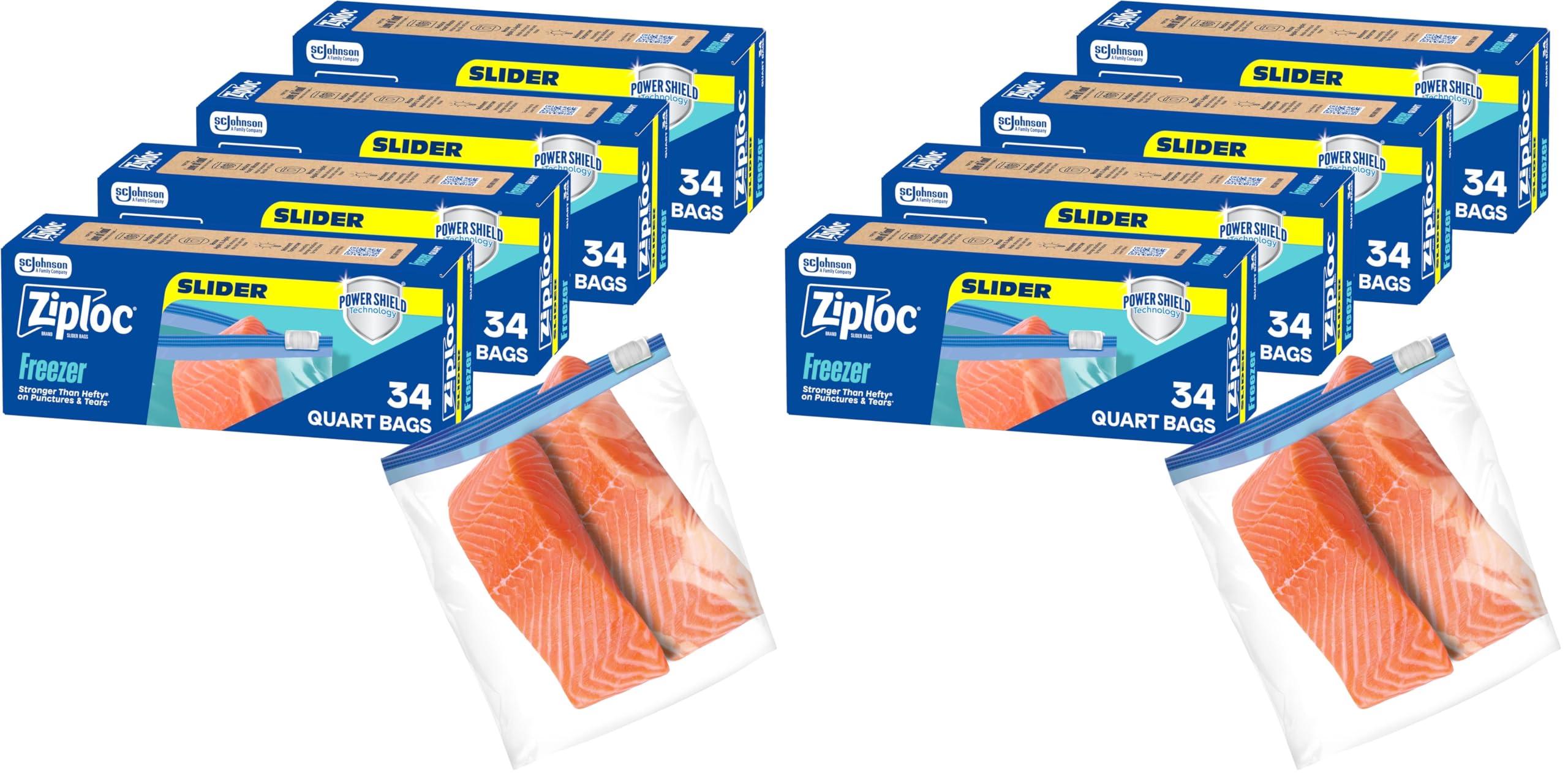 Ziploc 34 Count (Pack of 8) / 136 Count / Quart Food Storage Bags