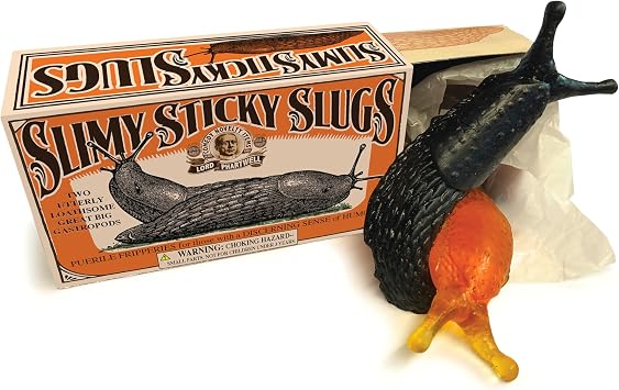 House of Marbles Slimy Sticky Slugs Set, 2 Realistic 13 cm Stretchy Squeezy Sensory Fidget Toys for Tactile Play, Pranks, Party Bags and Stocking Fillers