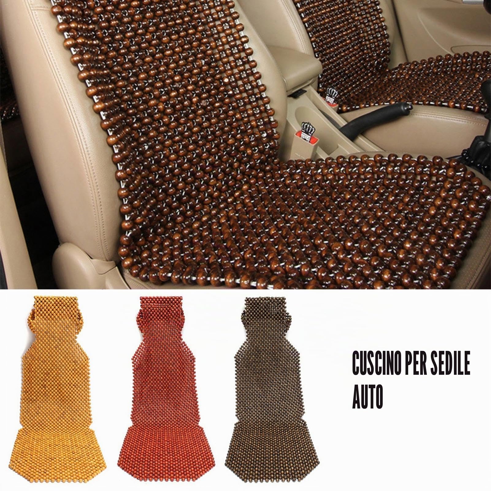 Coprisedile con perline di legno, Cool Wooden Beads Seat Massaggio Car Seat Cushion 45 x 130 cm Rende la guida sopportabile, meno doloroso, lunghi viaggi, protegge la schiena dal sudore