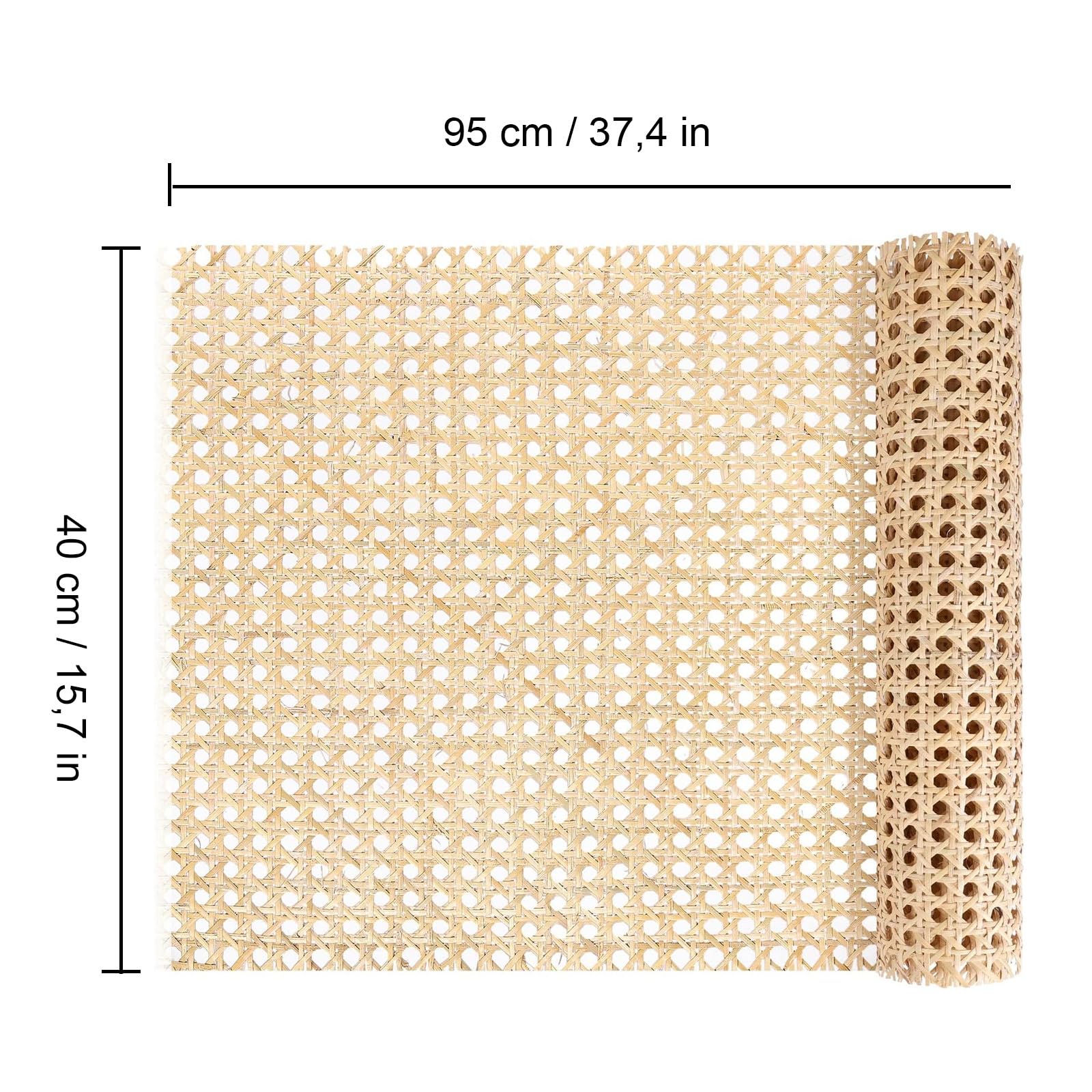 Roto Di Rattan Intrecciato 40x95cm - Per Fai Da Te, Decorazione Mobili, Treccia Viennese - Foto 13