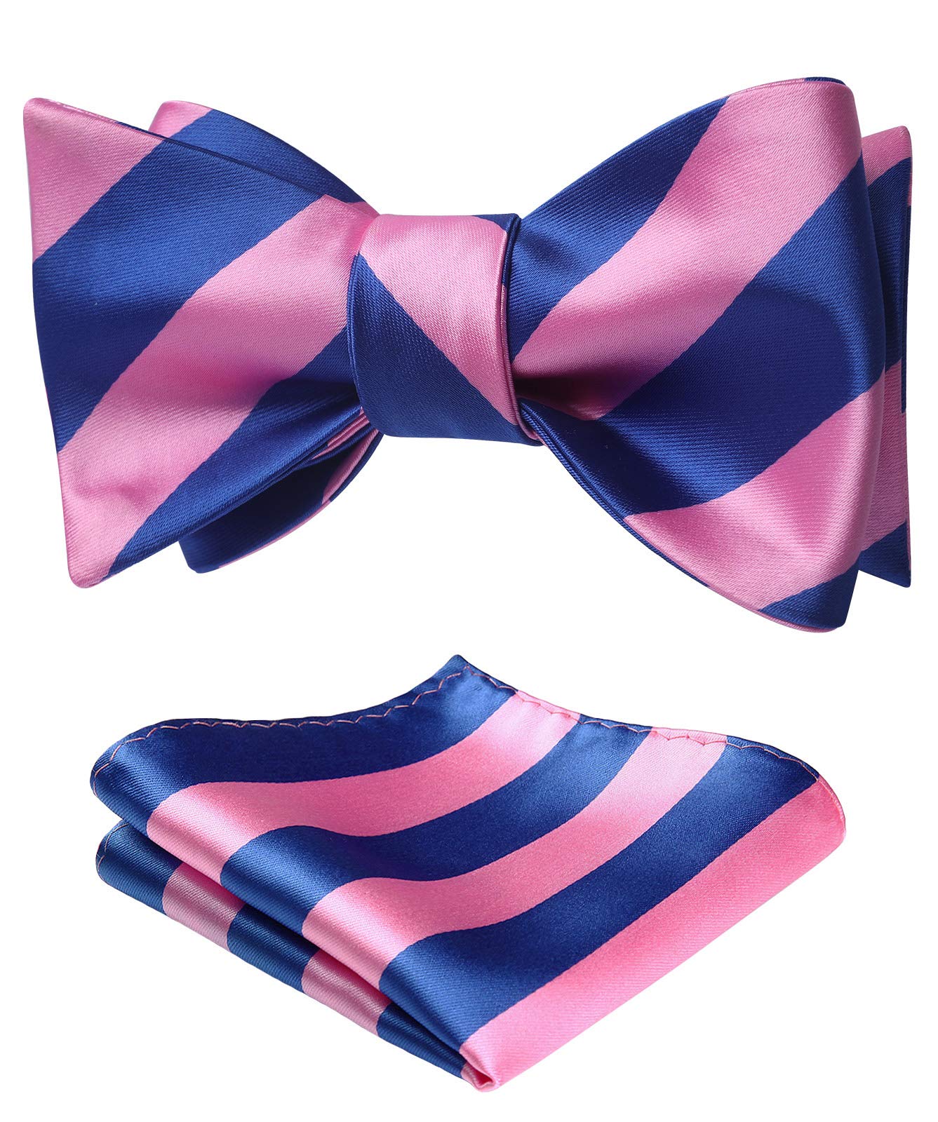 SetSenseMen's Stripe Jacquard Woven Self Bow Tie Set One Size Pink/Blue