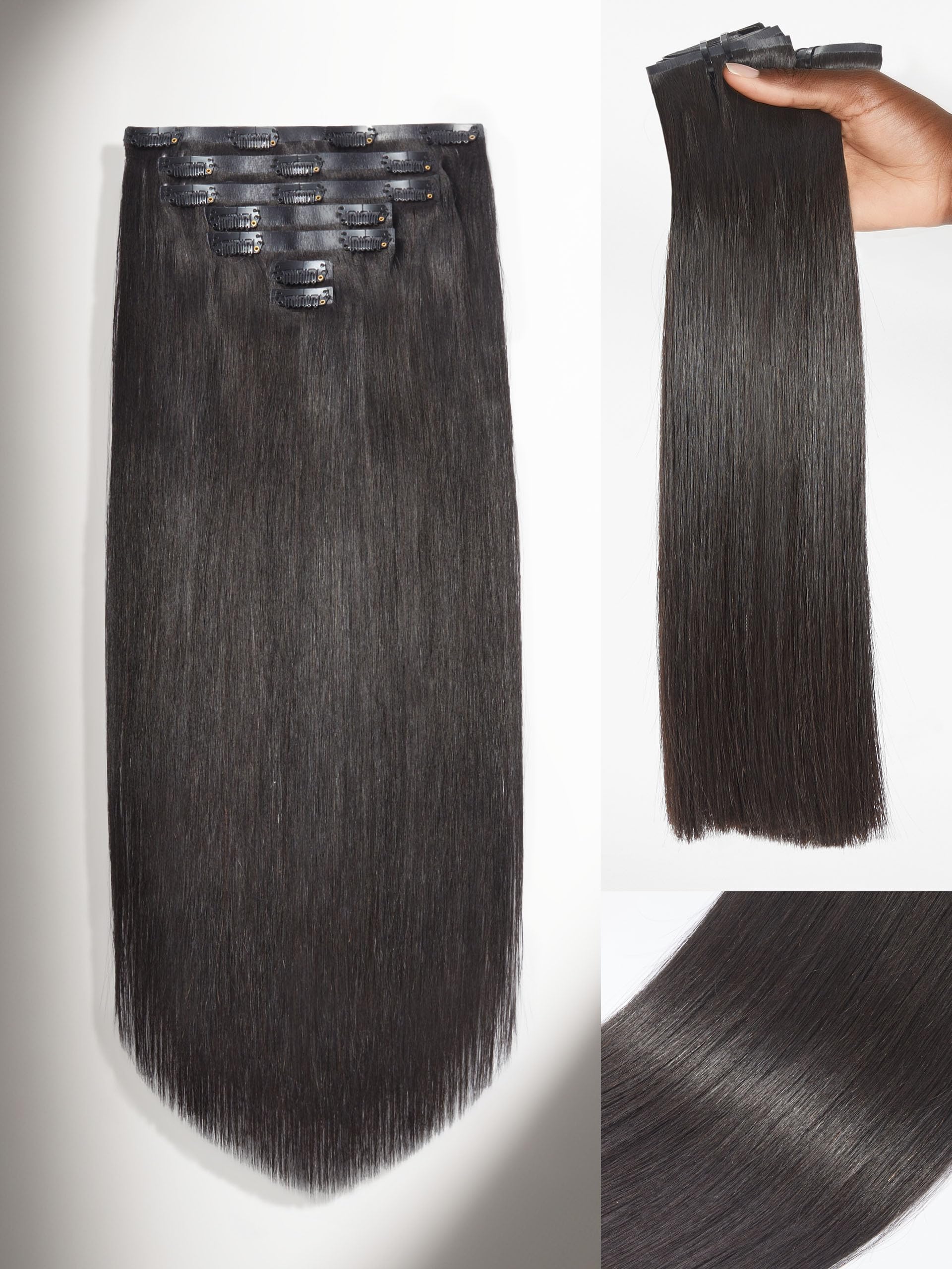 LUVME Human Hair Clip in Extensions Natural Black Clip in Hair Extensions Real Human Hair Extensions Clip ins Silky Straight 24 Inch 14pcs 270g