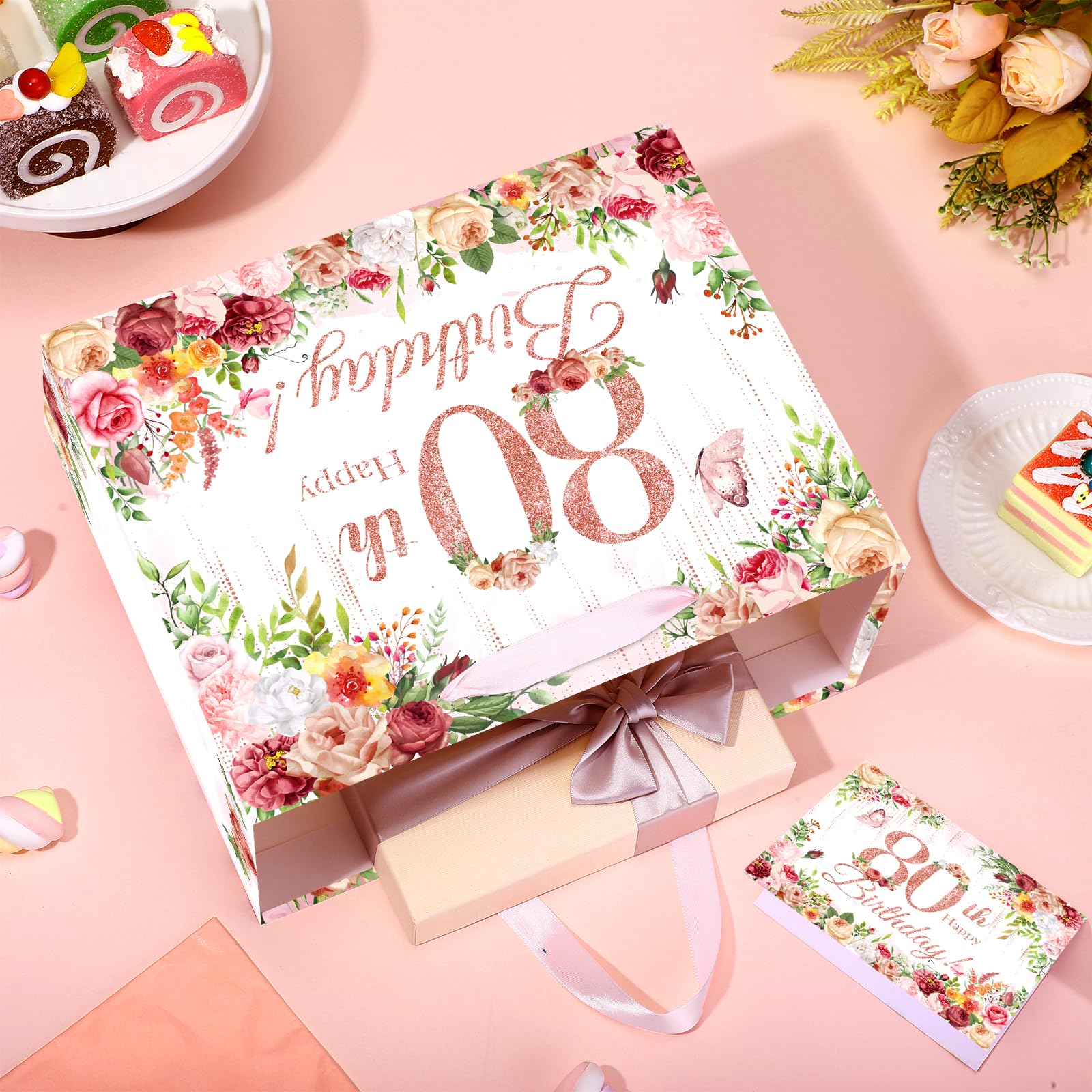 80th Birthday Blue Wrapping Paper Hooray Celebrate Age 80 Man Blue Male Giftwrap (2 SHEETS) - UK