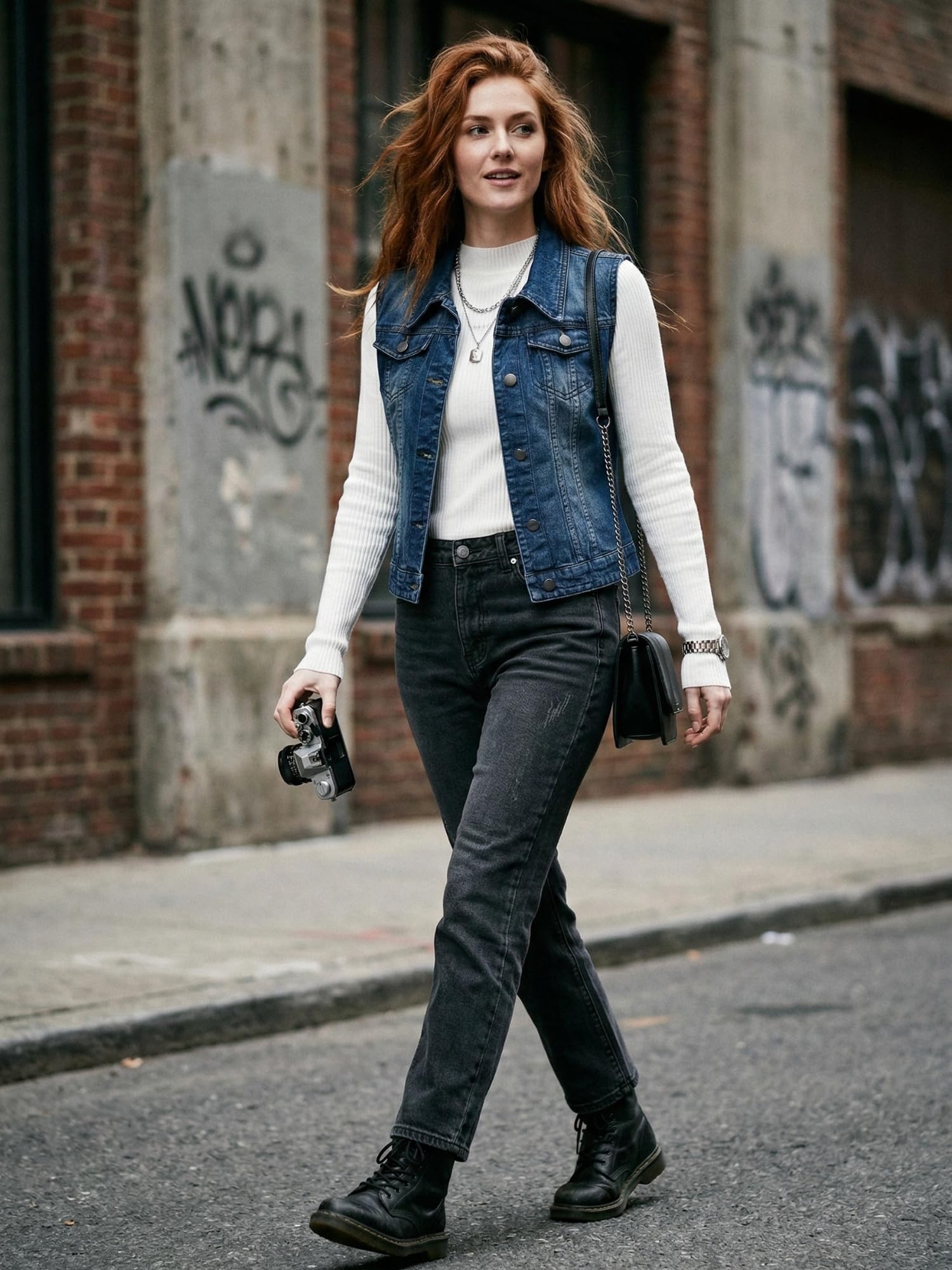 Allegra K Denim Vest Giacca da college Donna