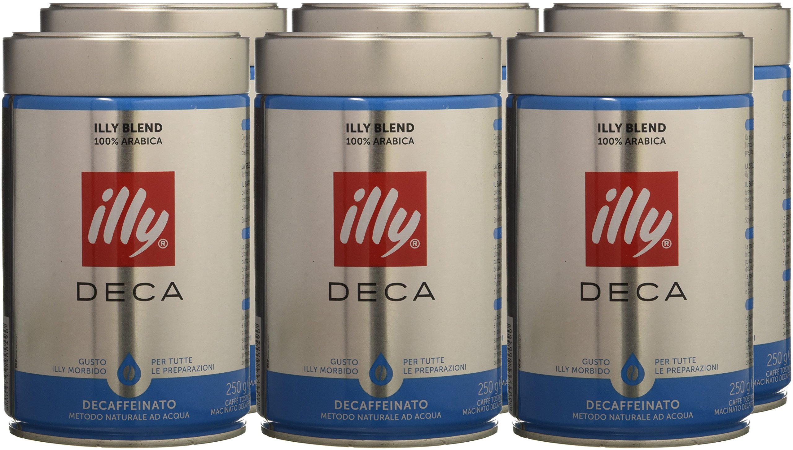 illy Caffè Espresso Macinato Decaffeinato ad Acqua - 6 Pezzi