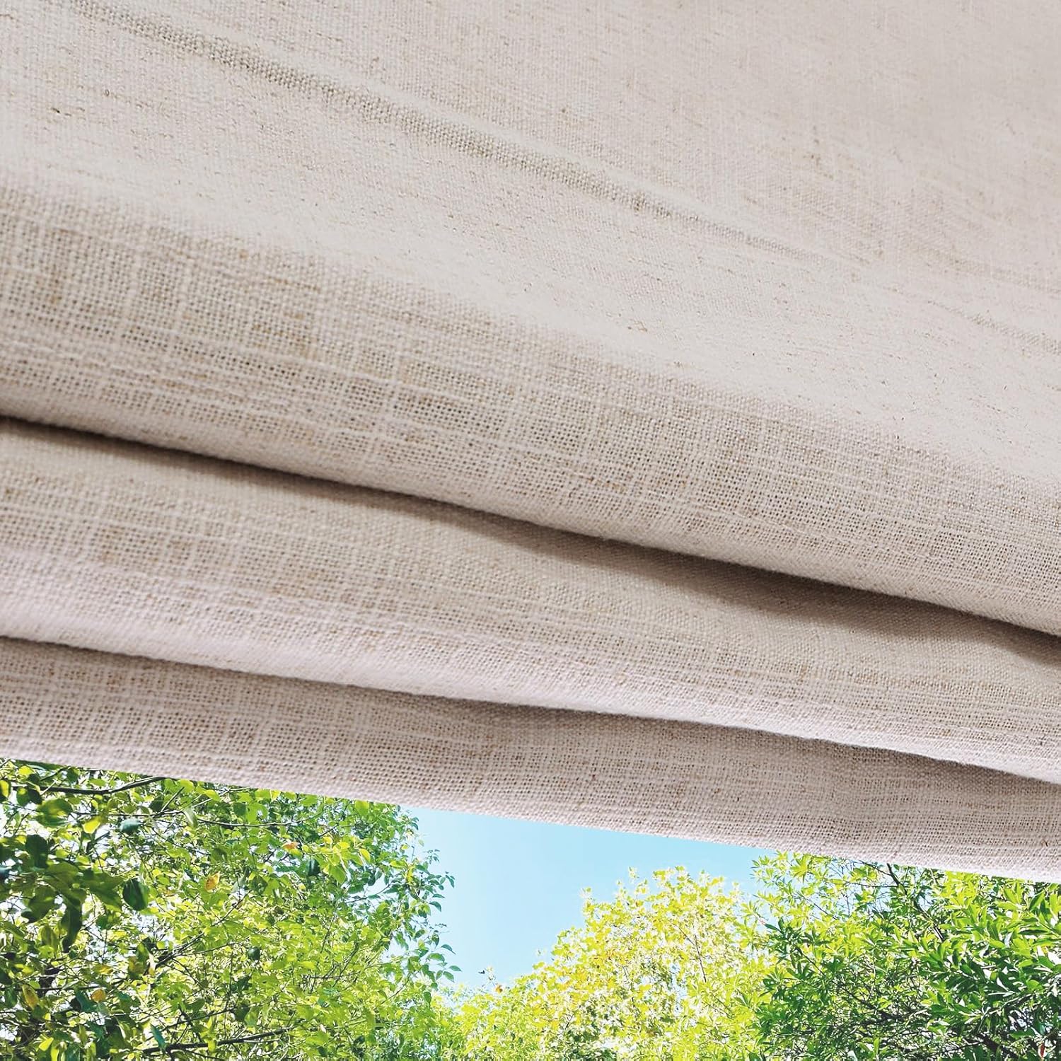 Cordless Roman Shades, Linen White Custom Blackout Light Filtering Window Roman Blinds, Linen Fabric Roman Shades for Windows, French Doors, Doors, Kitchen Windows