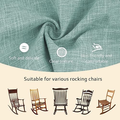 Miniatura 4 de ELFJOY Cojines de mecedora para silla mecedora, cojines de madera para mecedora, cojín de respaldo alto y cojín de asiento, juego de 2 piezas (azul