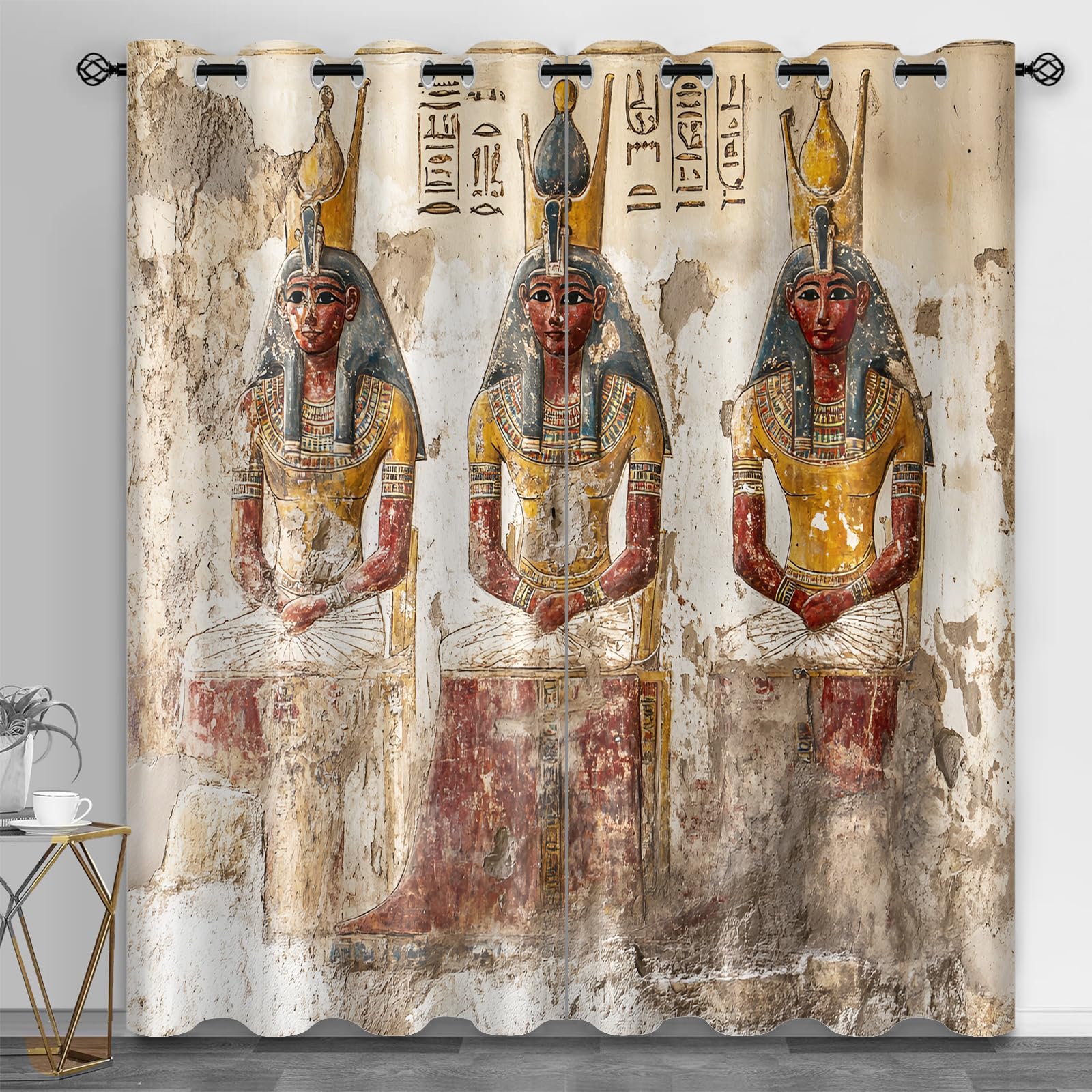 Rideaux égyptiens de chambre décor vintage pour fenêtre de café et salon