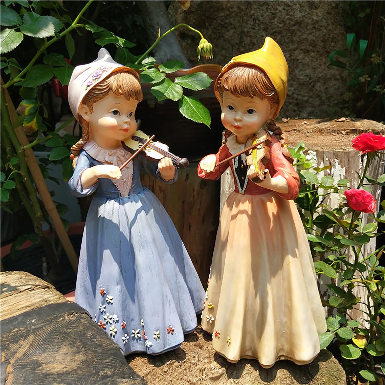 Figura decorativa de jardín, elegante escultura de niña, figura de jardín al aire libre, resina resistente a la intemperie, estatua de jardín, balcón, decoración del hogar, jardín, patio, 30