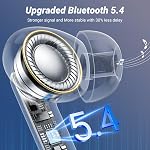Wireless Earbuds, Bluetooth 5.4 Headphones, 50H Playback Deep Bass Stereo Ear Buds with LED Power Display Charging Case, IPX7 Waterproof in-Ear Earbuds for Smart Phone Laptop Computer Sports Black
