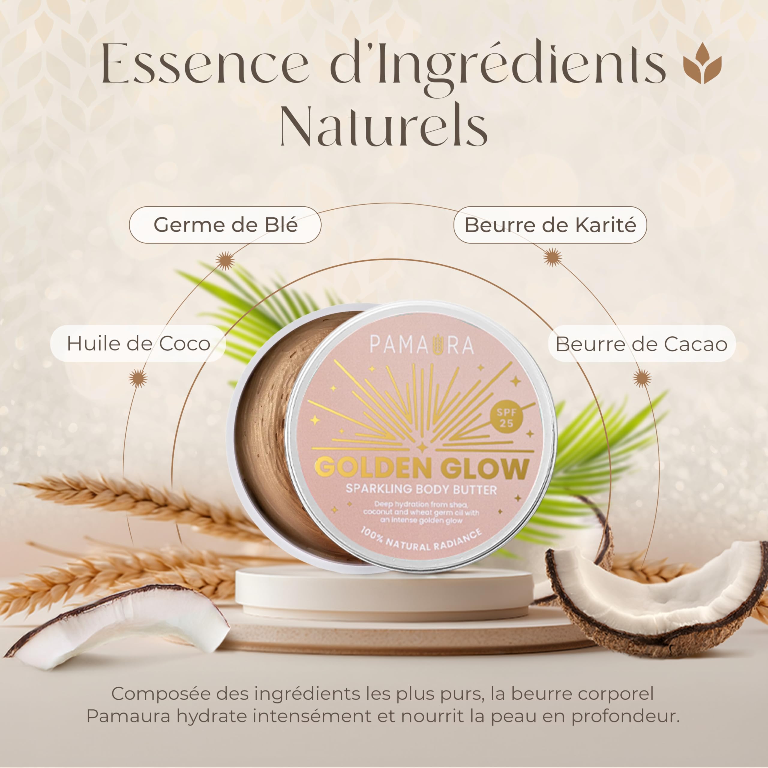 Cocoa Glow Huile corporelle scintillante – Formule 100% naturelle pour une hydratation intense et une peau lumineuse (100 ml)
