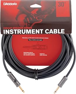 D'Addario Guitar Cable - Guitar Lead - Mute Switch for Silent Instrument Changes - 1/4 Inch Male to 1/4 Inch Male - Circuit Breaker Cable - 30 Feet/9.14 Meters - Straight Ends - 1 Pack