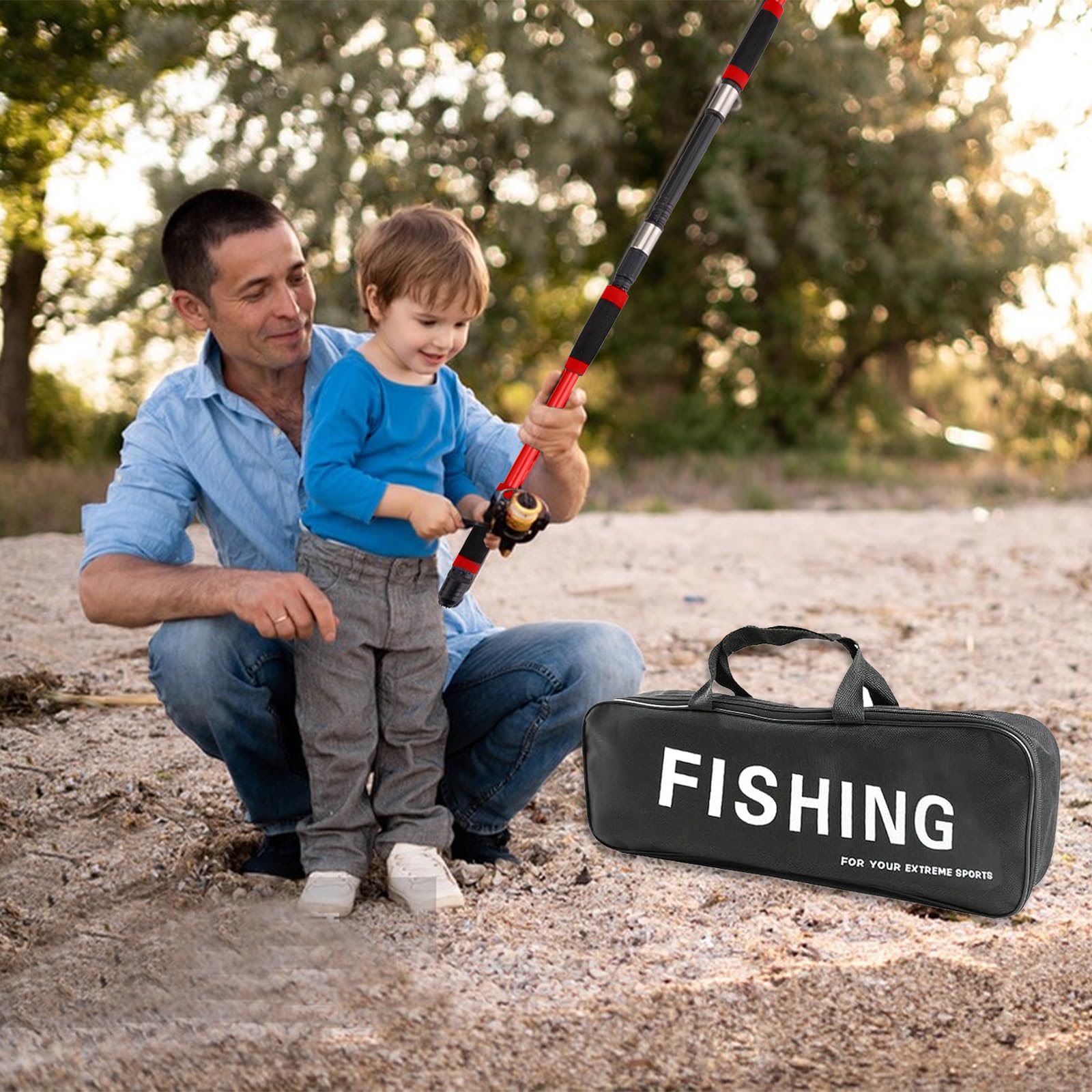 Juego de pesca para niños, 1,8 m, caña de pescar para niños, con carrete y juego de cebo, caña de pescar telescópica de fibra de carbono y carrete, accesorios para niños de 3 a 10 años