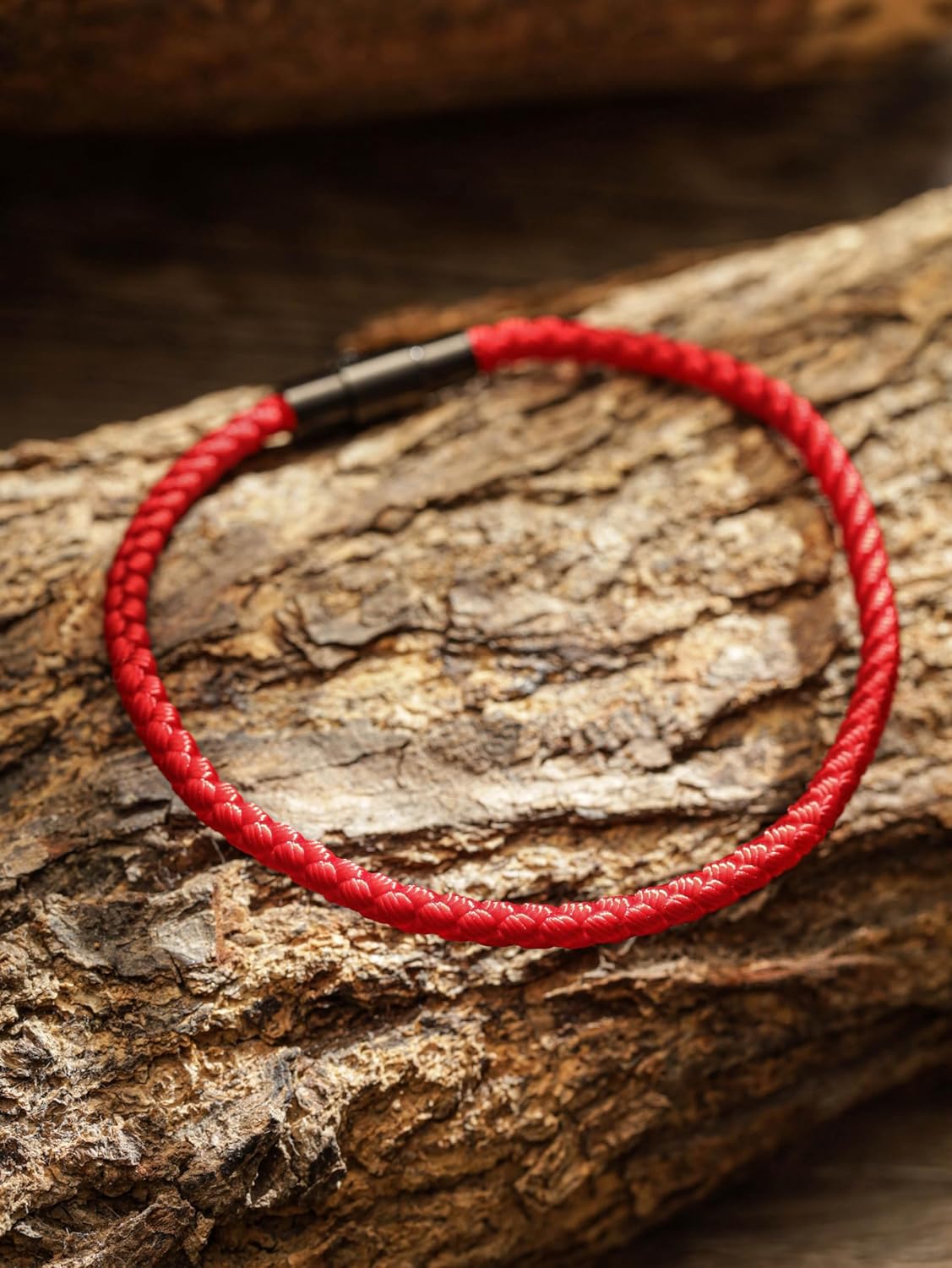 HAQUIL Red Lucky Paracord Bracelet | Durable Unisex Braided Cord with Stainless Steel Closure - Image 2
