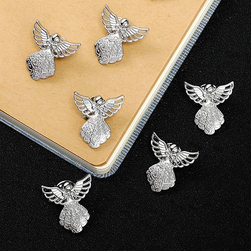 Miniatura 4 de Geosar Juego de 25 pines conmemorativos de ángel, fichas de bolsillo funerarias, guardián, ángel, tarjetas de poema con bolsas de organza, regalos