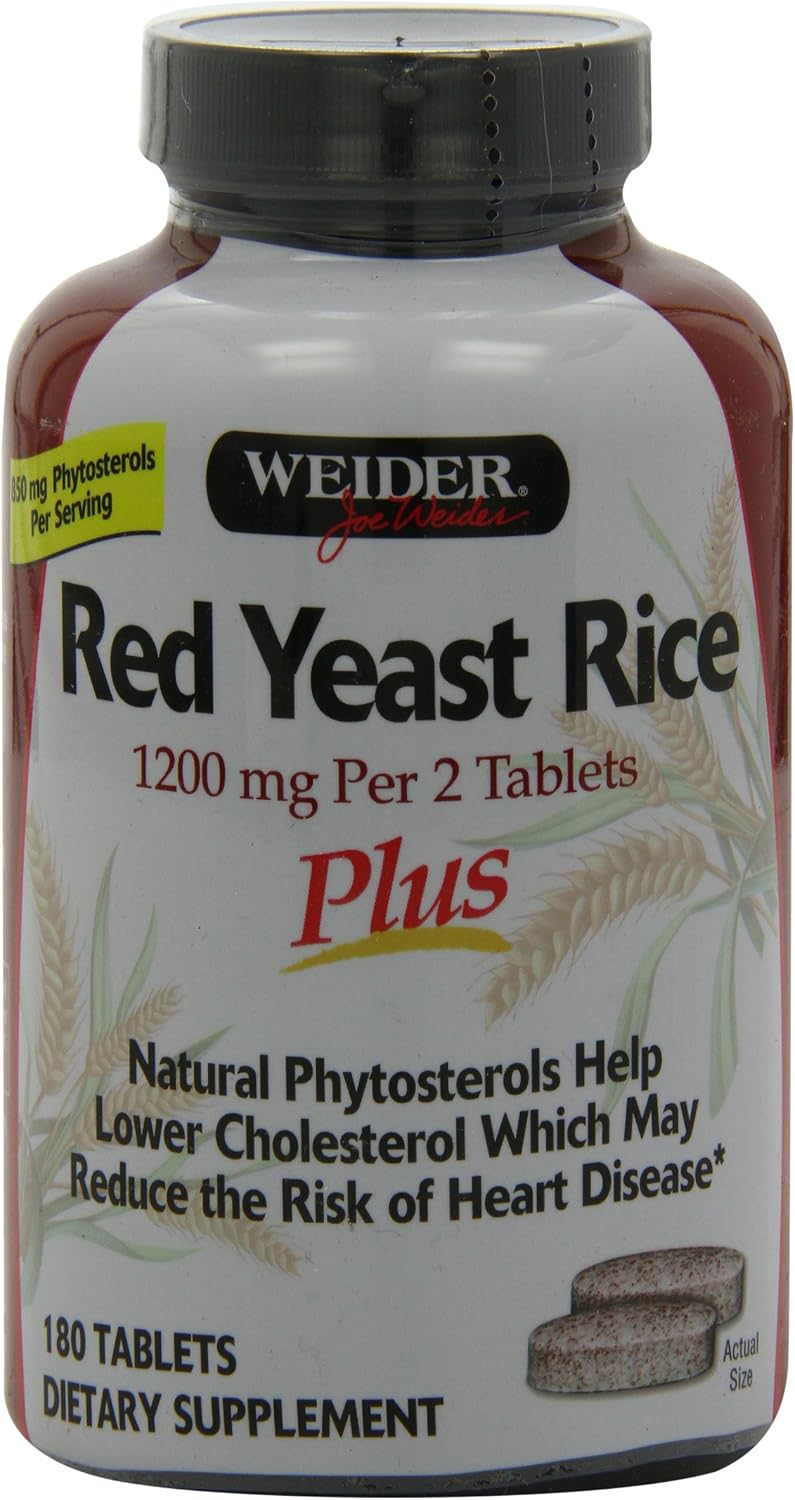 Weider Red Yeast Rice Plus with Phytosterols 1200 mg per 2 Tablets - 180 Tablets