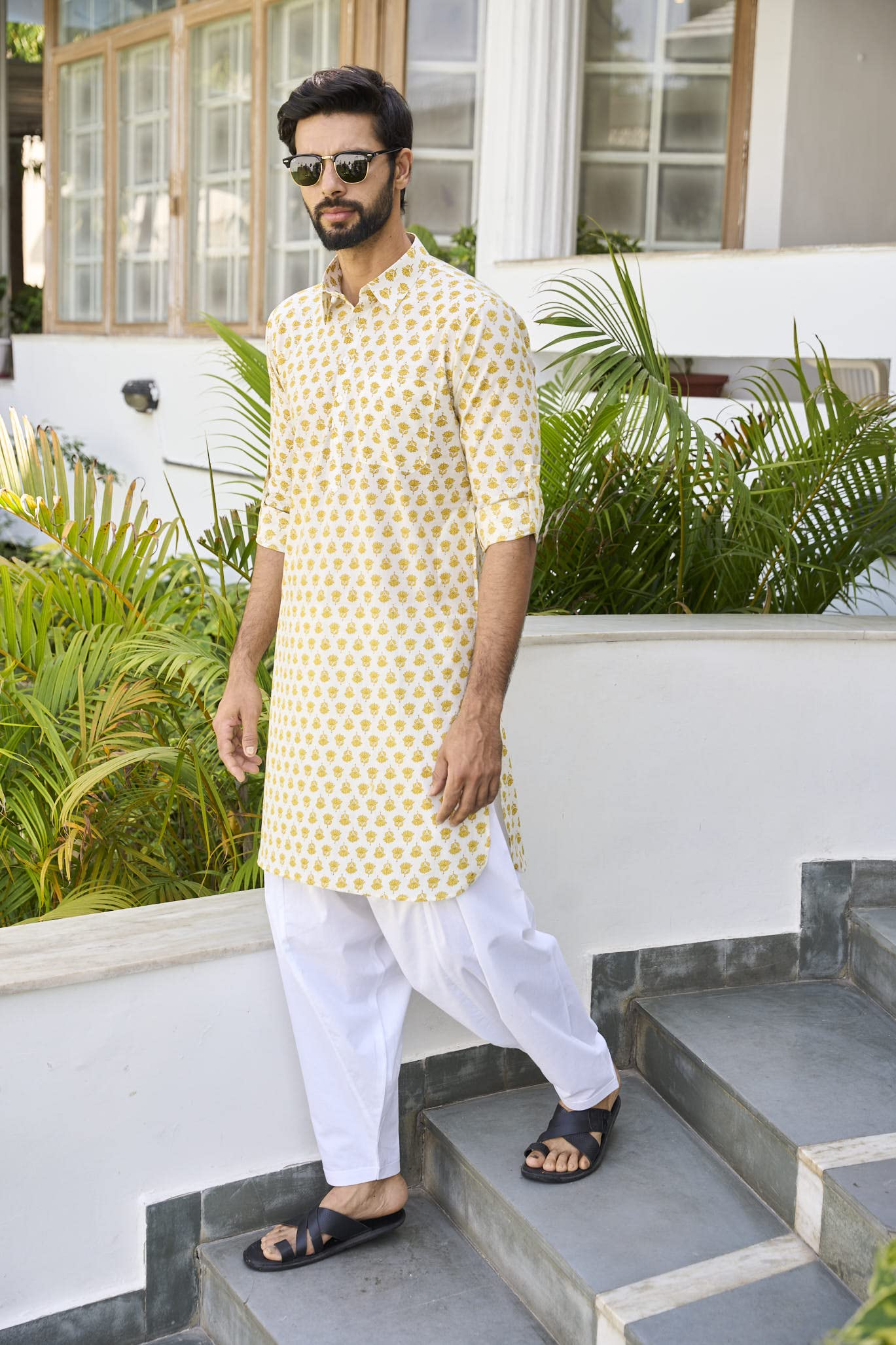 See Designs Men's Yellow Regular Fit Pure Cotton Pathani Kurta_Sdmpkt1138Xl