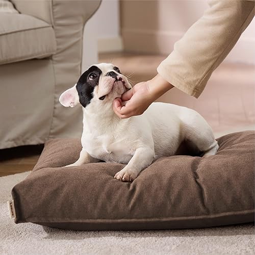 Miniatura 3 de Lesure Cama para perros para jaula  Tapete de espuma triturada para perros medianos, colchón para mascotas con funda de lino sintético impermeable