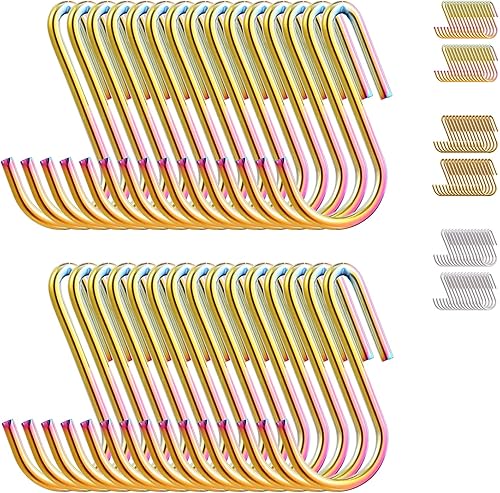 Evanda Ganchos arcoíris para colgar paquete de 30 unidades acero inoxidable resistente chapado en titanio metal multiusos para sartenes de cocina