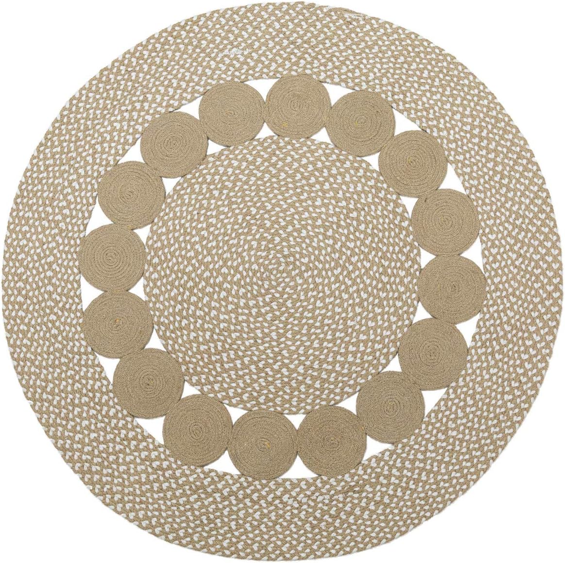 Purity Eco Natural Cotton and Jute Braided Round Rug (120cm x 120cm)