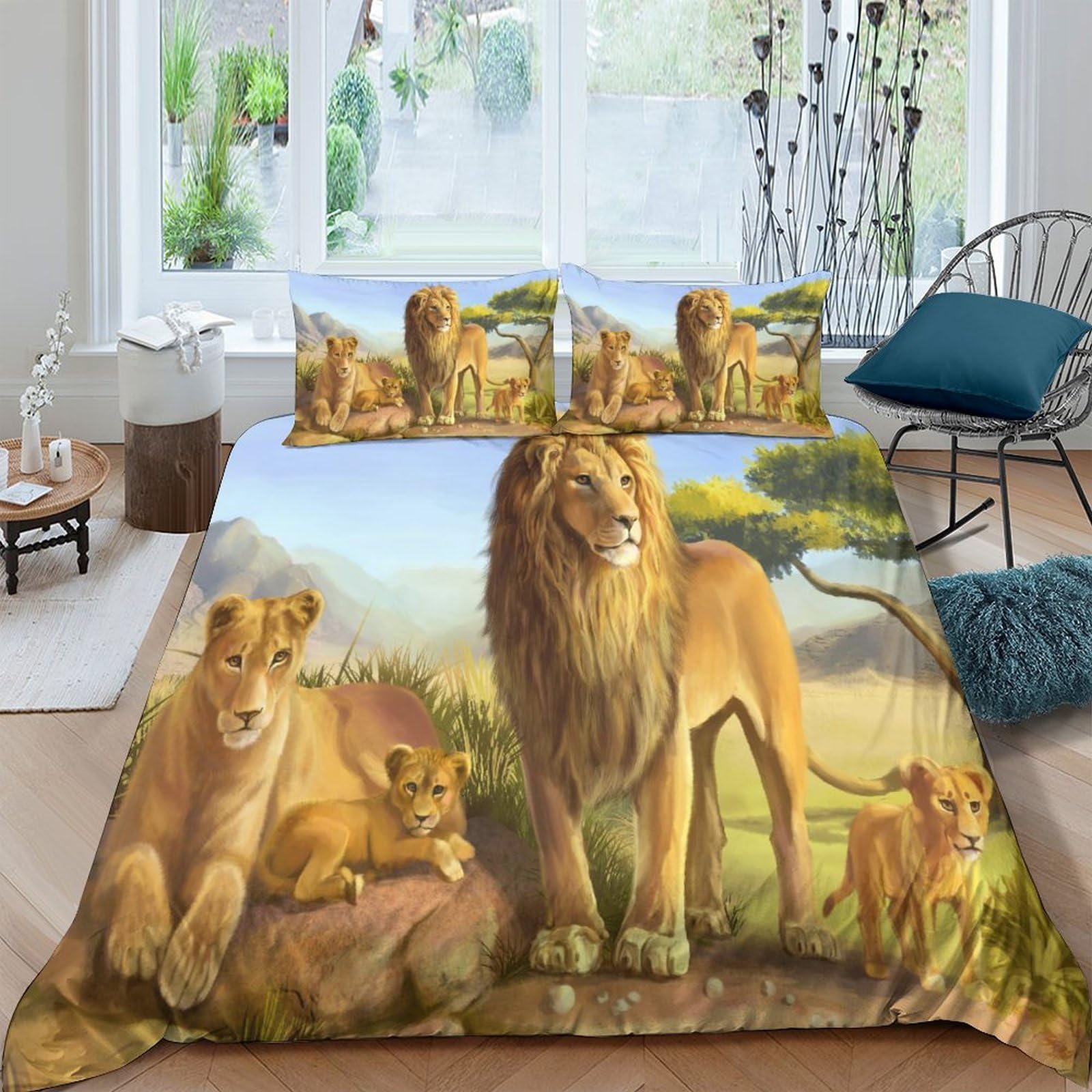 Housse de couette animaux africains avec fermeture éclair 220x240cm