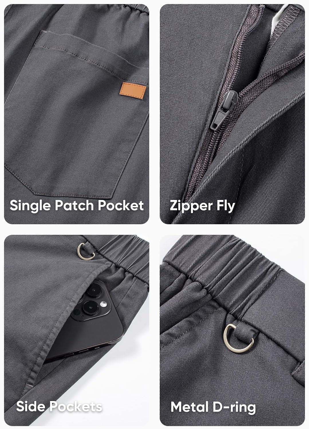 JMIERR Men's Chino Pants Casual Elastic Waist Tapered Golf Trousers - Image 8