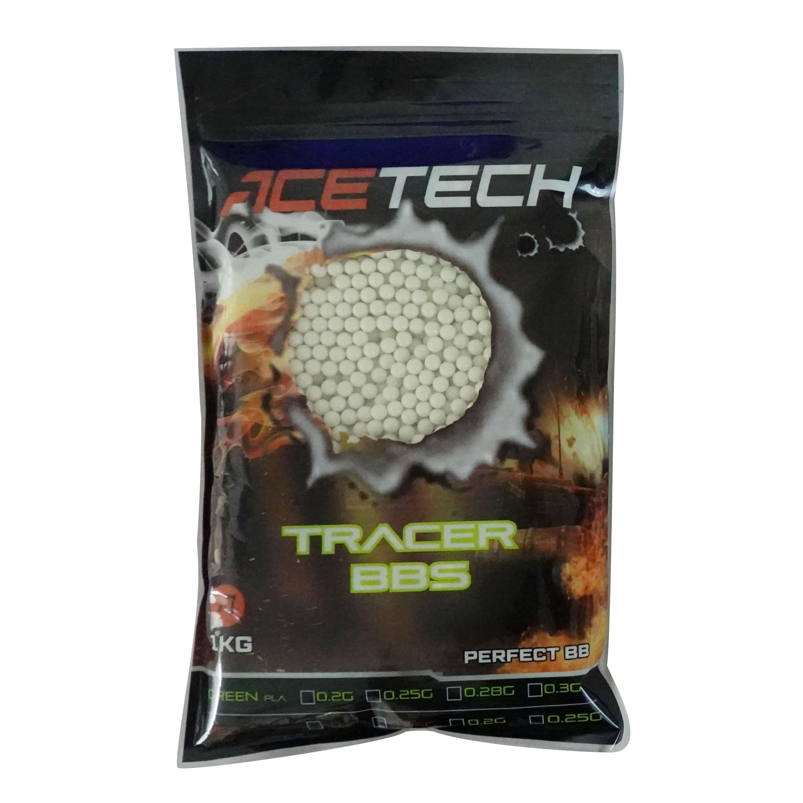 ACETECH Airsoft Tracer BB 6mm 4000/5000 Count Glow in The Dark (Green, 025g)