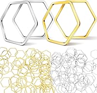 Vista 1 de Inbagi 80 piezas hexagonales con marco hueco hexagonal de bisel abierto, dijes hexagonales, conector de anillo de enlace hexagonal, manualidades