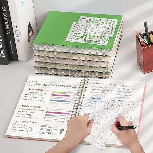 Miniatura 6 de HIUKOOKA Cuaderno de espiral punteado de 300 páginas, cuaderno de cuadrícula de puntos en espiral de 8.5 x 11 pulgadas, cubierta de PVC de papel