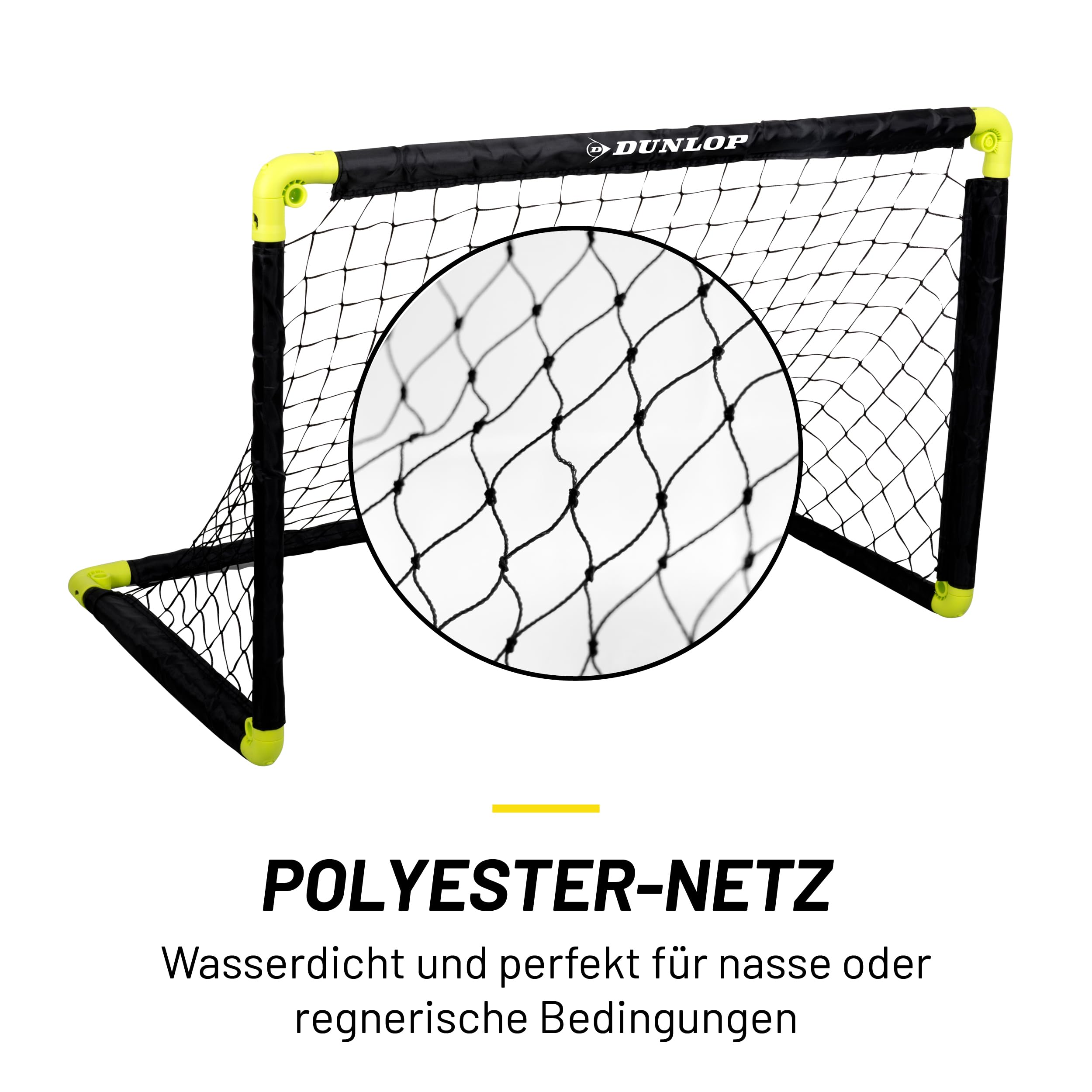 Dunlop Fußballtor - Fussballtor - Faltbares fußball Tor - Fussballtore für Garten Kinder - Fussball Trainingszubehör für Innen und Außen - Schwarz/Gelb