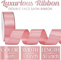 Vista 2 de MEEDEE Cinta de satén rubor de 1-1/2 pulgadas, cinta rosa rubor Lux de doble cara por 50 yardas, cintas de satén de poliéster para manualidades