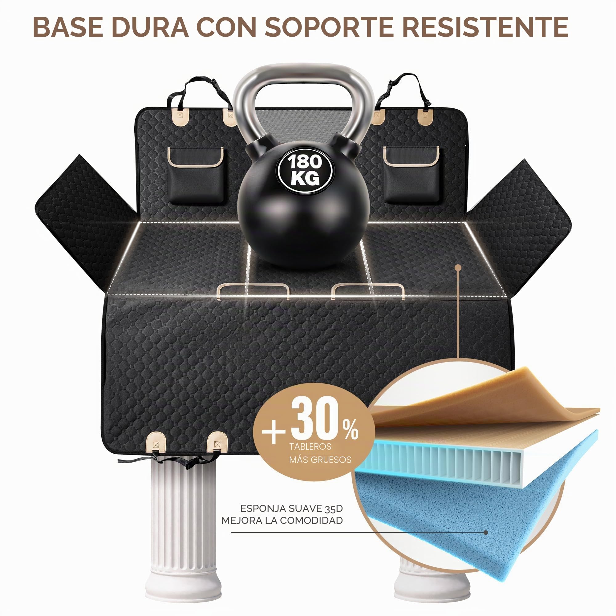 SHARLOVY Extensor de Asiento Trasero para Perros,Funda de Asiento de Coche Grande y Dura para Perros. (Negro para Camiones Grandes, Extensor para Masticador Agresivo)