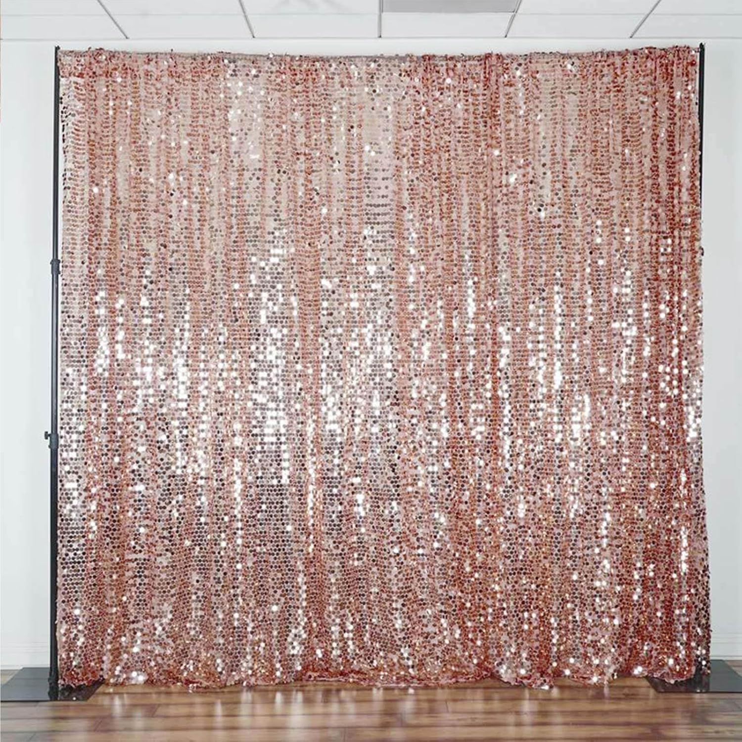 Efavormart Blush Rose Gold Sequin Backdrop Curtain 20x10ft, Big 18mm Payette Sequins on Mesh - Shimmering Photography Background for Wedding Backdrop, Party Decor, Photo Studio