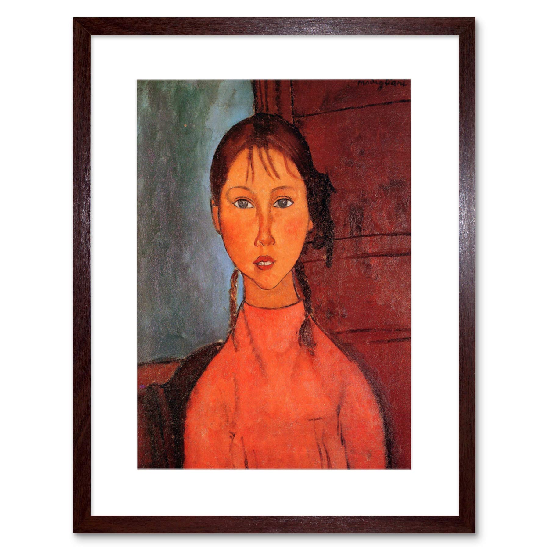 Wee Blue Coo Amedeo Modigliani Girl With Plaits Old Master Framed Wall Art Print