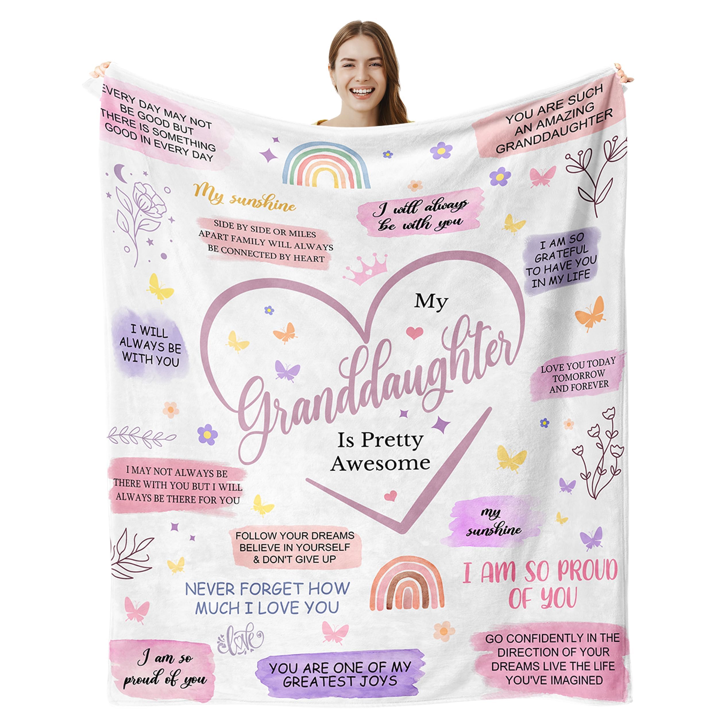 lemzcen Granddaughter Gifts Blanket, Granddaughter Gifts from Grandma, Gifts for Granddaughter, Christmas Birthday Gifts for Granddaughters, to My Granddaughters Throw Blanket 60"X50"
