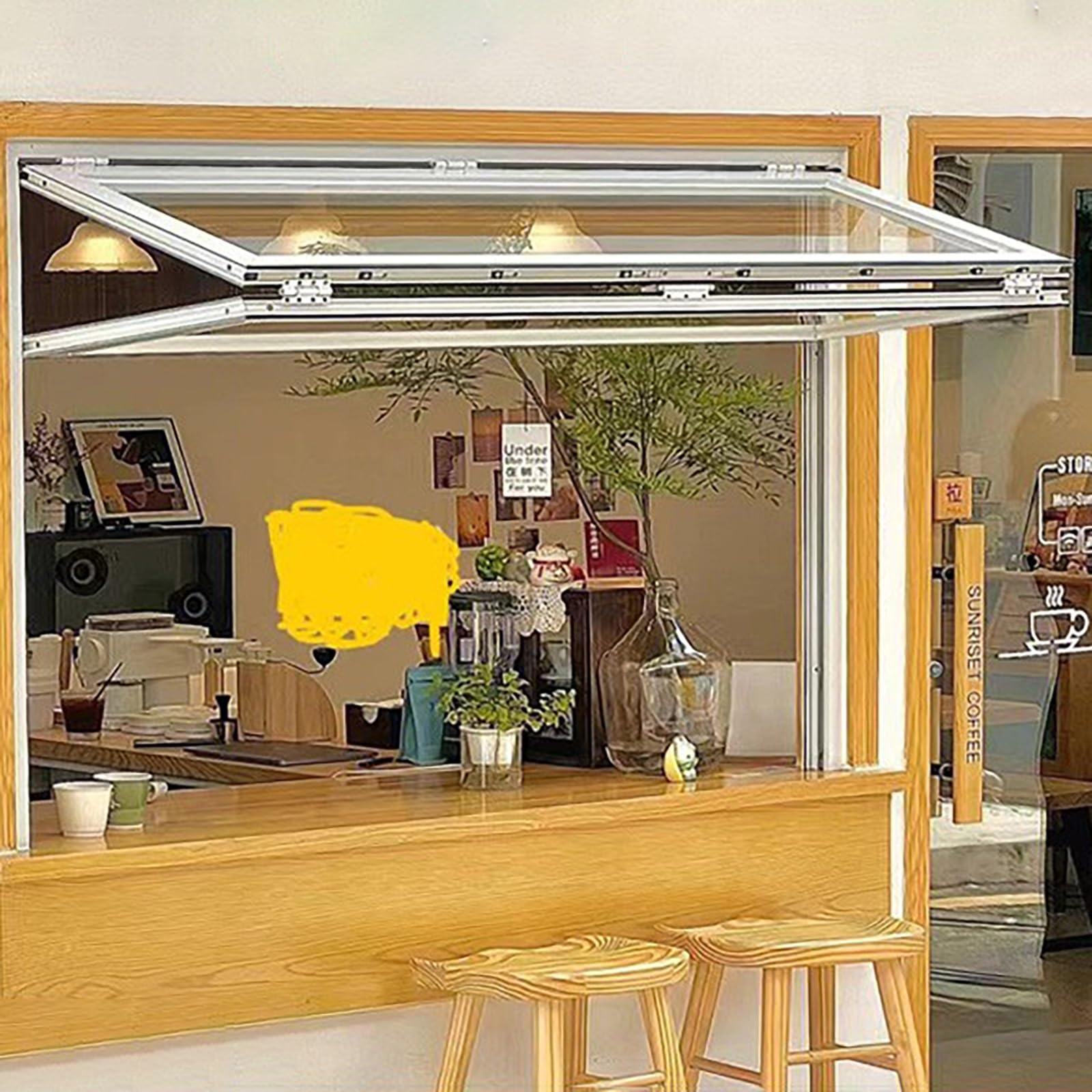 Faltbares Aluminium-Fenster mit Verriegelungsgriff, faltbares Verkaufsfenster für Imbissstände, individuell anpassbare Aluminium-Fenster für Mobile Wohnwagen, Food Trucks und Cafés (BxH 28x4