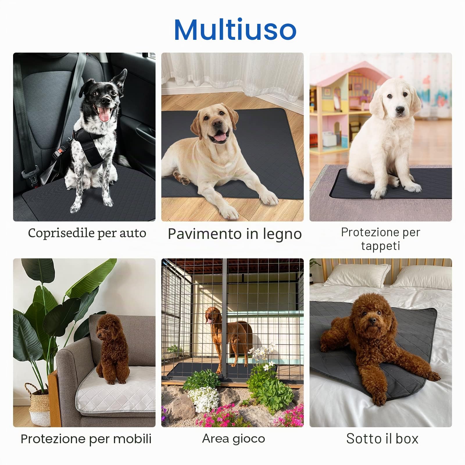 Grandi assorbenti per cuccioli, assorbenti per pipì per cani lavabili in lavatrice, super assorbenti per animali domestici (1 confezione, 150 x 150 cm)