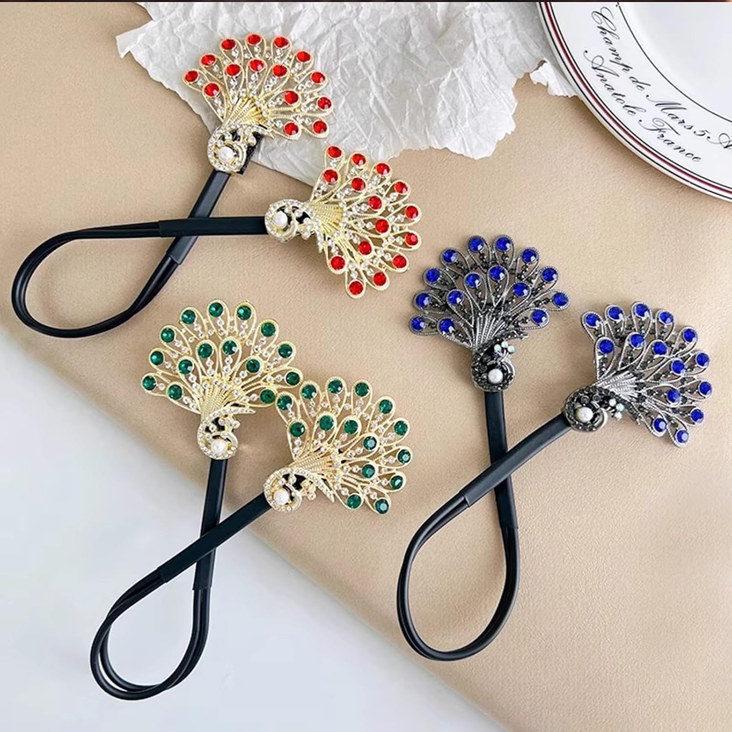Bun Maker Crystal Hair Bun Maker, French Twist Hair Disk for Women Feather Lazy Hair Curler Hair Accessories for Women Girls (Blue)