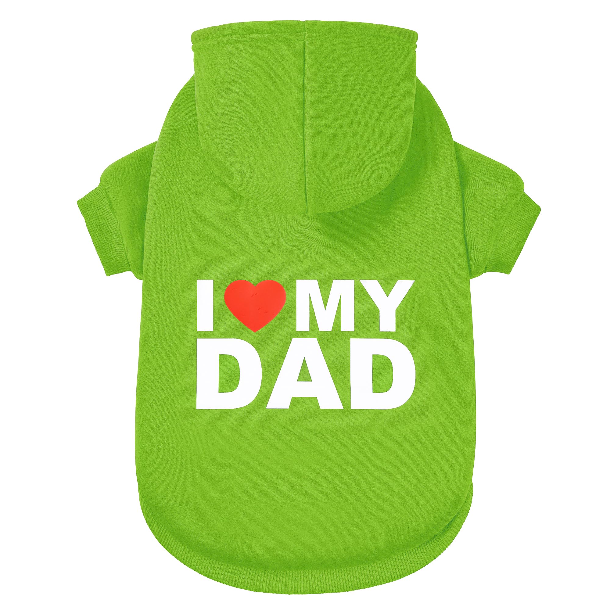 GreenJoy Dog Sweater Dog Hoodie Cold Weather Coat Hooded Sweatshirt for Puppies,Cats, Small Medium Large Dogs (Green(I Love My Dad), Large)