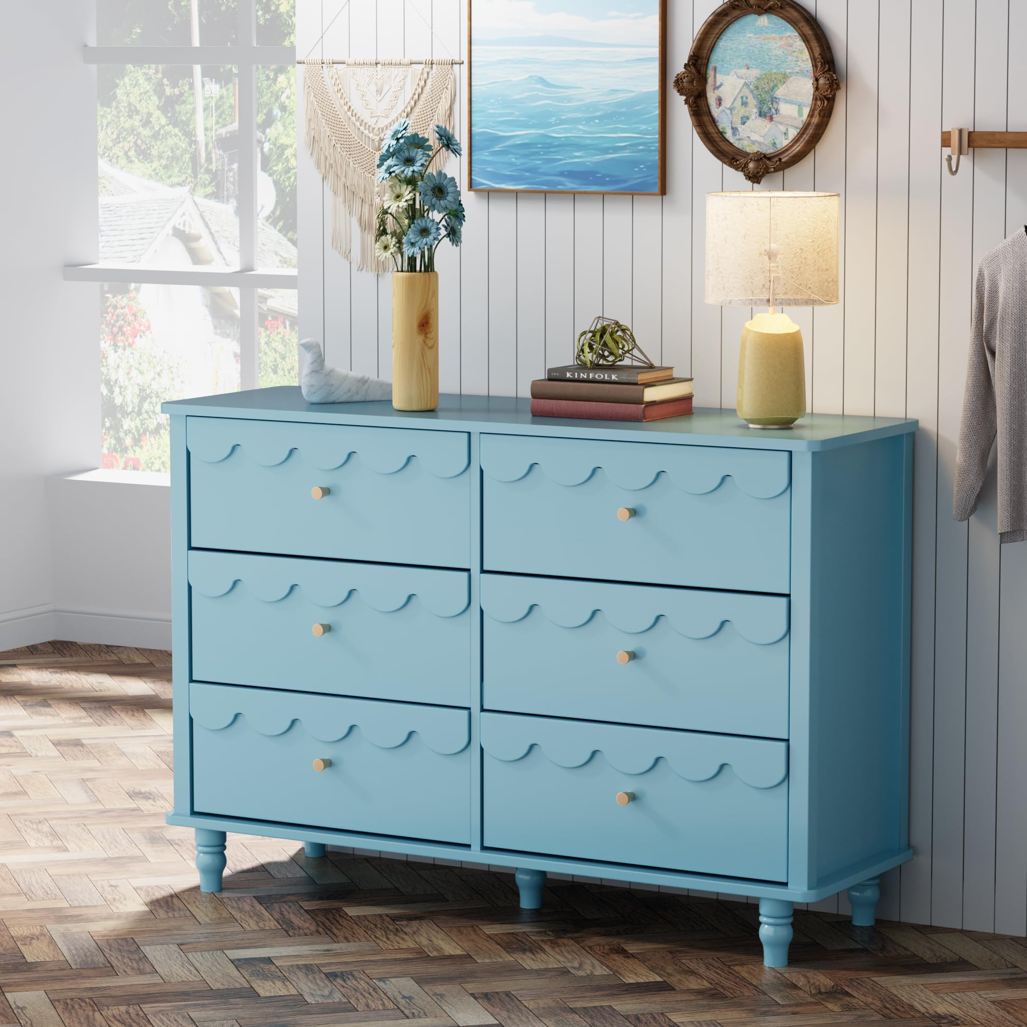 Amazon.com: Anbuy Blue 6 Drawer Dresser for Bedroom, Modern