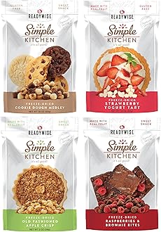 READYWISE - Simple Kitchen, Sweet Treats Variety Pack, 8 Servings, Pack of 4, Fruit Snacks, Healthy, Organic, Chips, Gluten Free Options, Camping, Hiking Snacks, Backpacking Food, Resealable Pouch