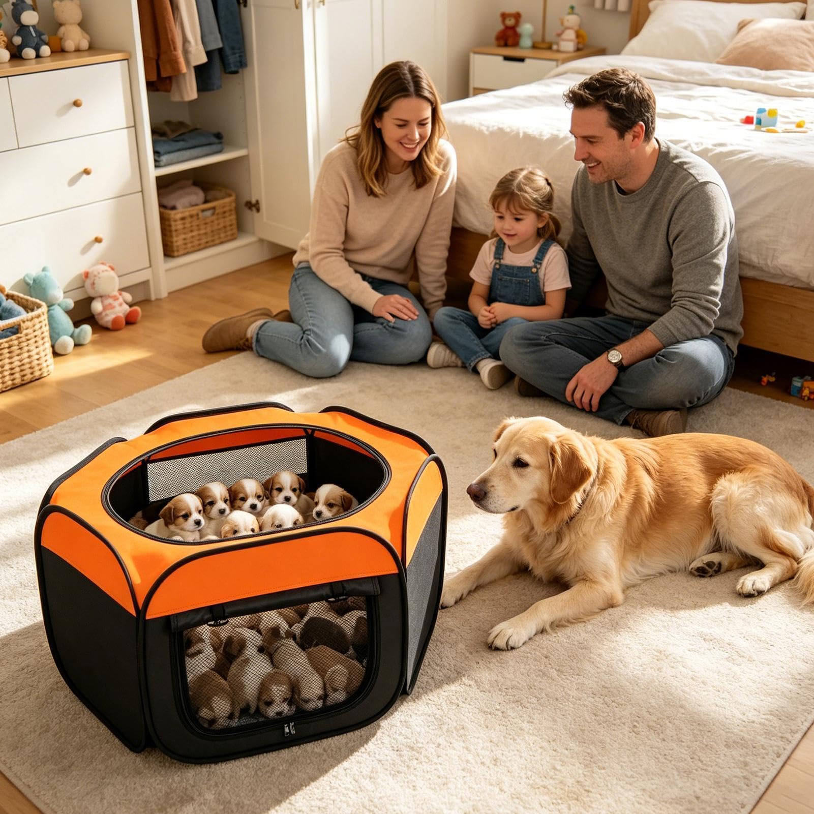 Caja de cría de pollitos, doble puerta, portátil, para exteriores, 44.9 x 44.9 x 23.2 pulgadas, ideal para pollitos, gatitos, conejos, hámsters, cobayas