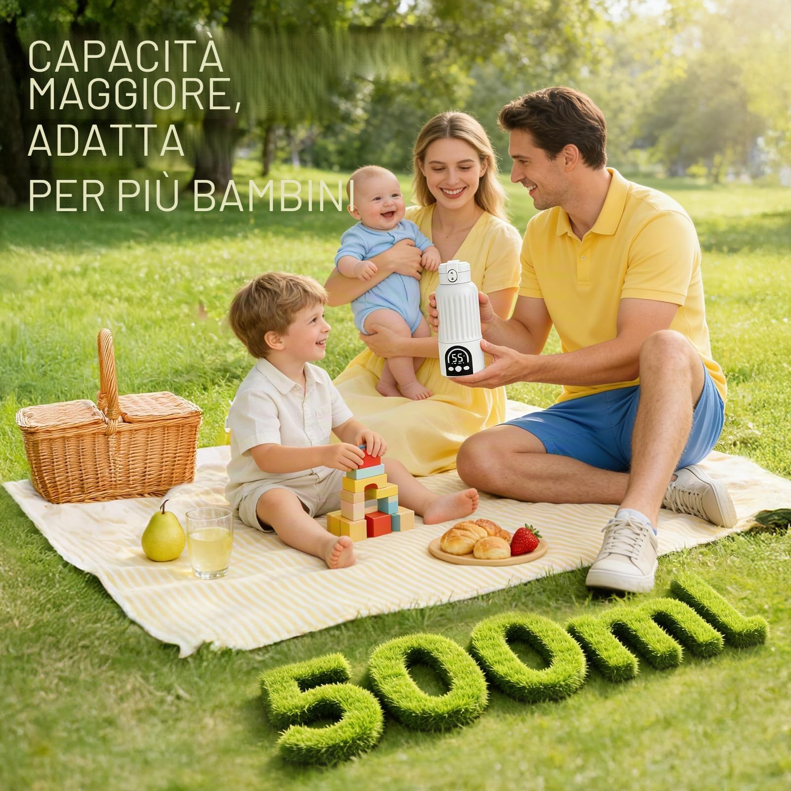 Scaldabiberon Portatile Senza Fili,Riscaldamento Rapido (35-70 °C),Scalda Biberon Neonato Portatile 500 Ml,Funzione Di Sterilizzazione,Scaldabiberon Portatile Per Latte Materno,Acqua,Notte,Viaggi