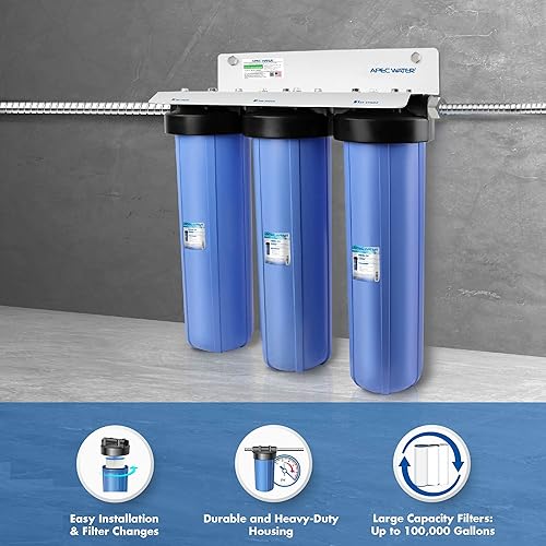Miniatura 20 de APEC Water Systems Sistema de filtro de agua para toda la casa de 3 etapas con filtros de sedimentos, carbono GAC y bloques de carbono