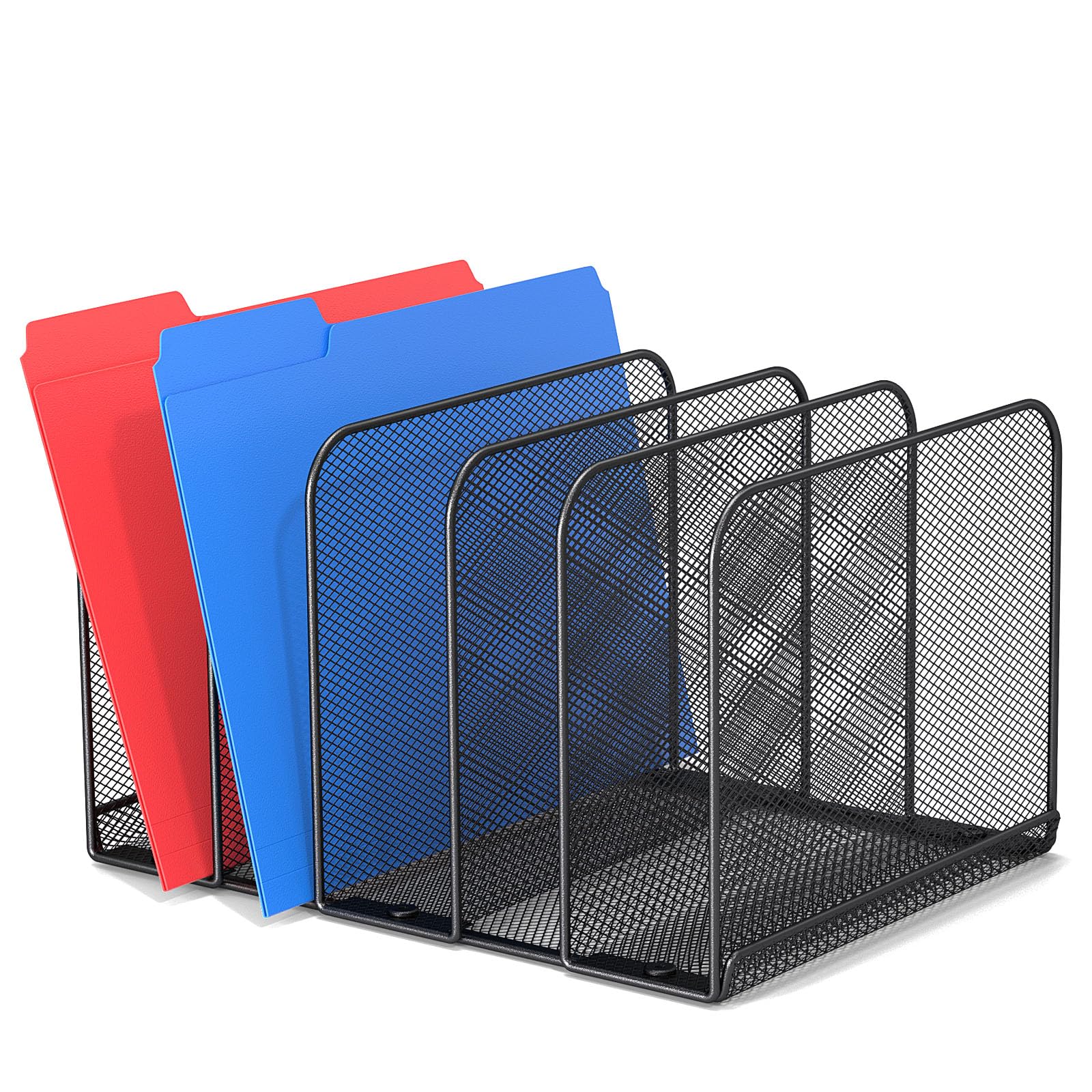 Photo 1 of TOPCJ 5 Sections Desk File Holder/Rack/Sorter,Mesh File Organizer,File Folder Organizer,Metal Upright Desktop Organization for Documents,Magazine,Kitchenware,Antiskid,Antirust,Sturdy,1 Pack