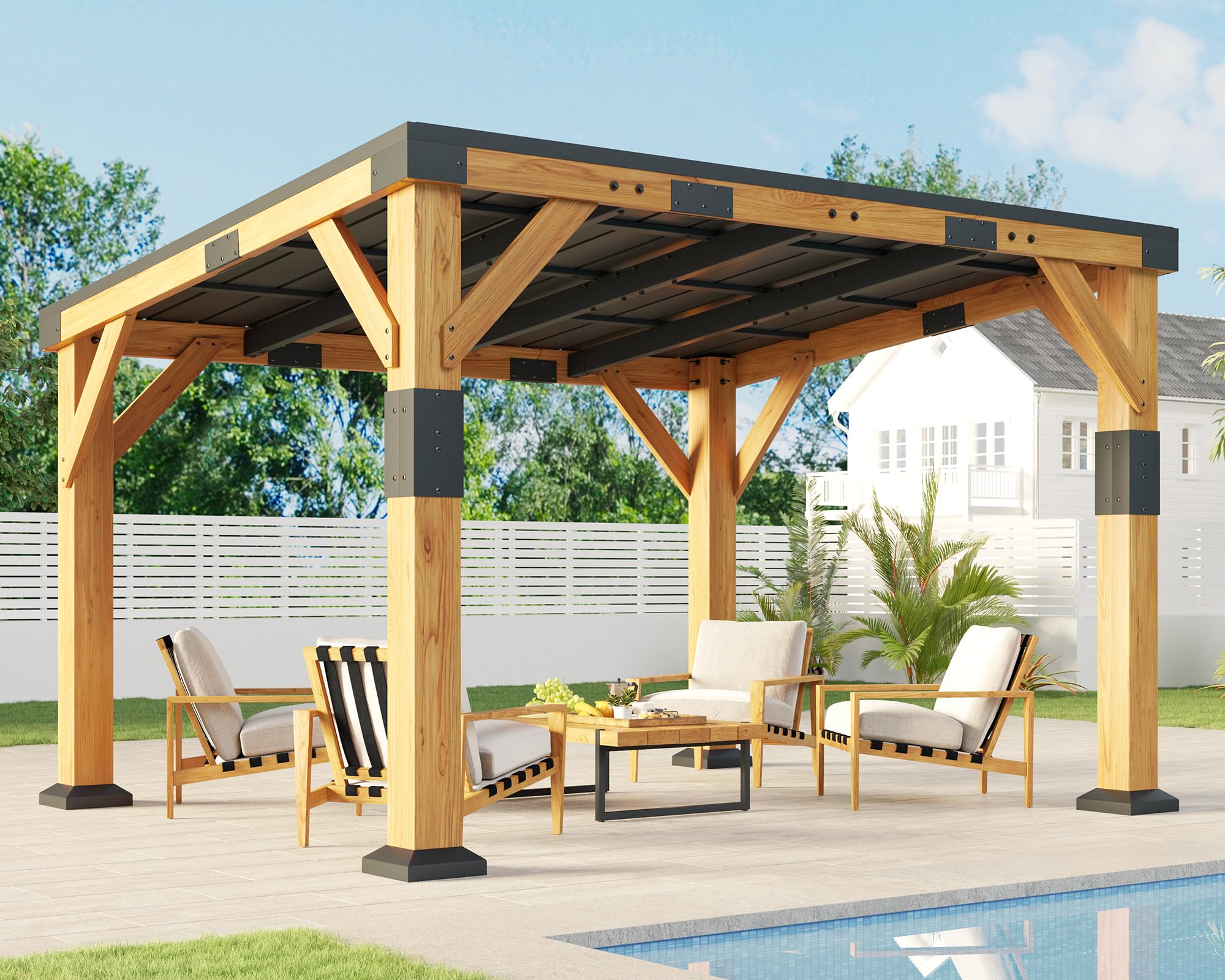 Amazon.com : Jocisland 10' x 12' Cedar Wood Gazebo with Sloped