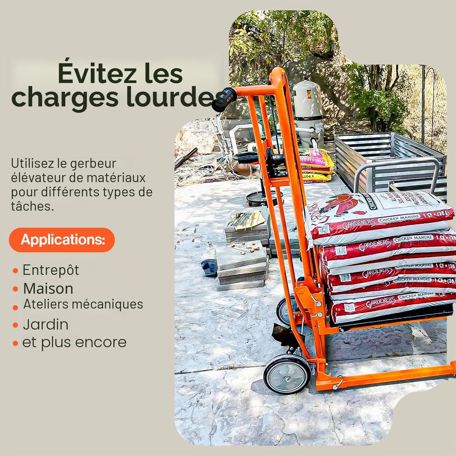 SuperHandy Treuil élévateur de matériel, gerbeur, Chariot à palettes, Table élévatrice, Chariot élévateur, capacité de Levage maximale de 150 kg et 100 cm, avec Roues de 20 cm et roulettes pivotantes