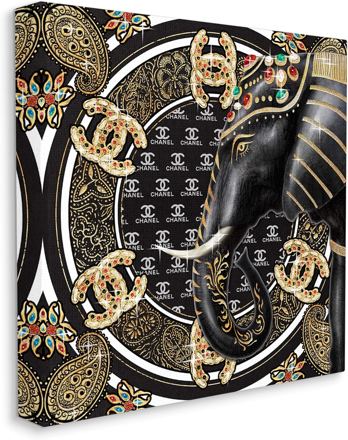 Stupell Industries Regal Elephant Safari Animal Glam Fashion Pattern